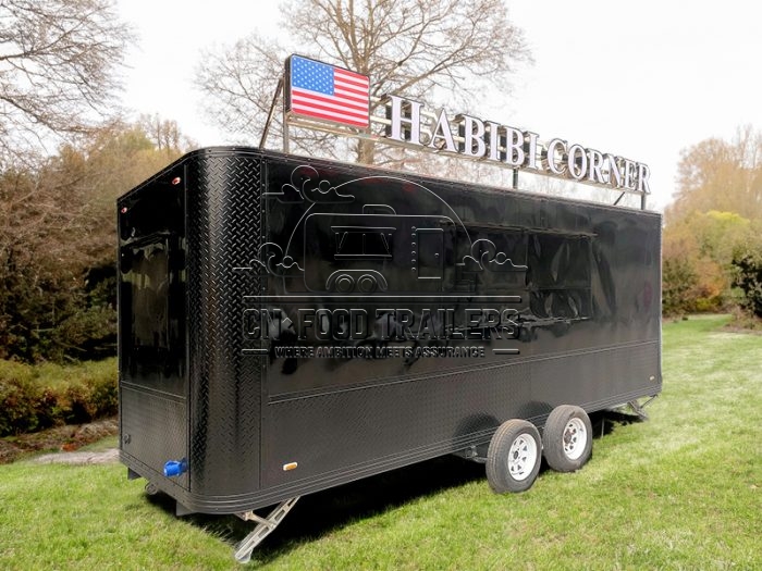 15FT Black Square Food Trailer for Street Food, Pop-up Catering, Event Catering