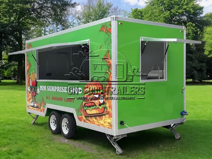 15FT Green Sticker Square Food Trailer for Hamburger - Image 2
