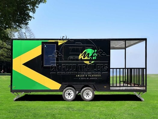 Concession Square Food Trailer with Fence for Jamaican Food