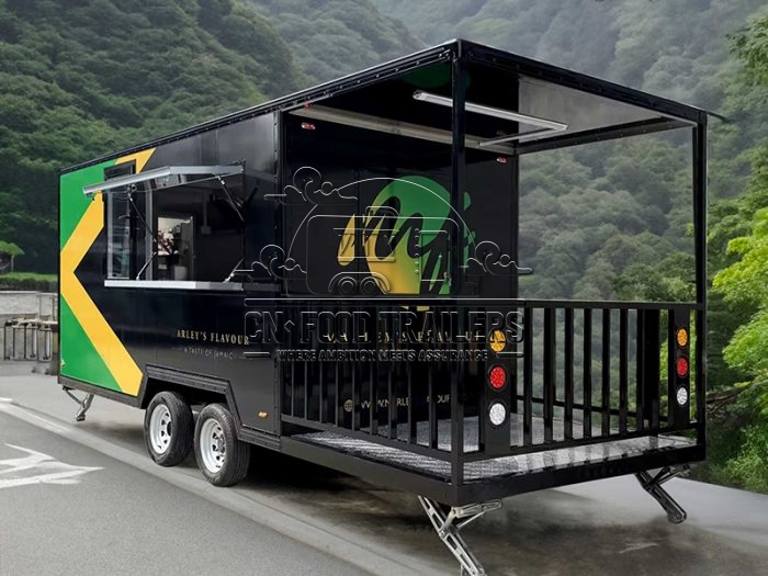 Concession Square Food Trailer with Fence for Jamaican Food