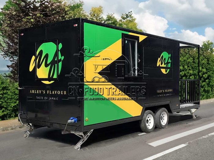 Concession Square Food Trailer with Fence for Jamaican Food