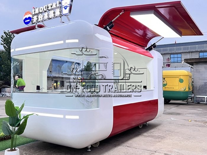 Red and White Flying Wing Cloud Warehouse Food Trailer for Ice Cream, Commercial Street Supporting Mobile Food Trucks - Image 2