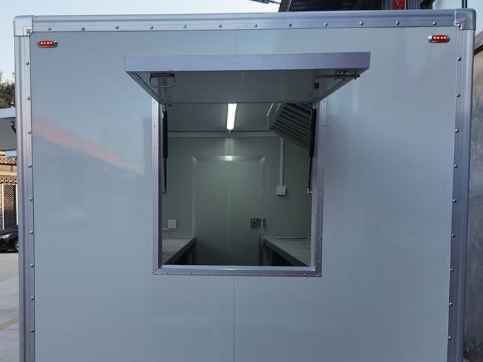 13FT White Square Food Trailer with Fence for Event Catering