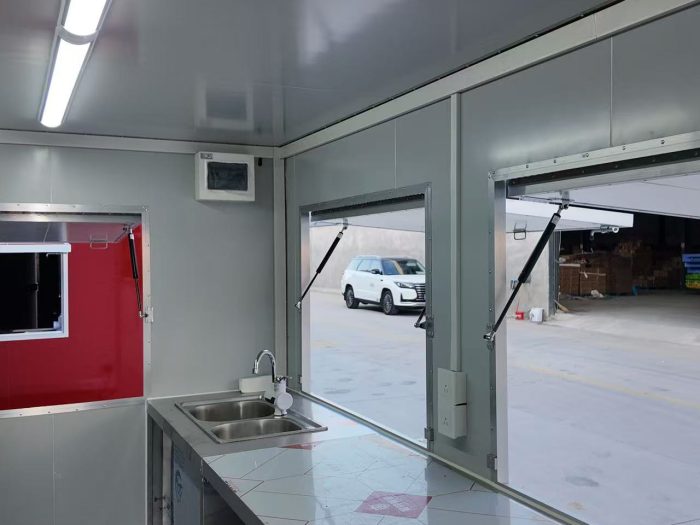 13FT White Square Food Trailer with Fence for Event Catering