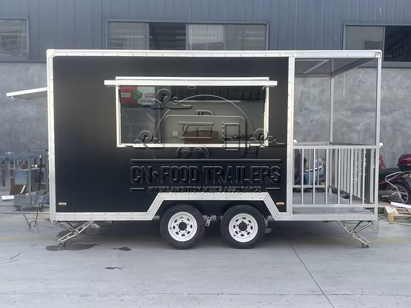 15FT Black Square Food Trailer with Fence for Street Food