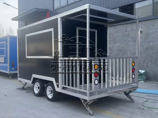 15FT Black Square Food Trailer with Fence for Street Food