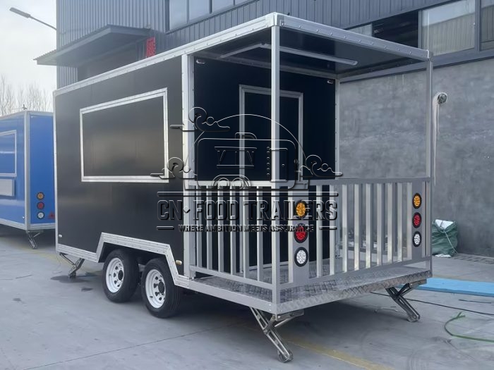 15FT Black Square Food Trailer with Fence for Street Food