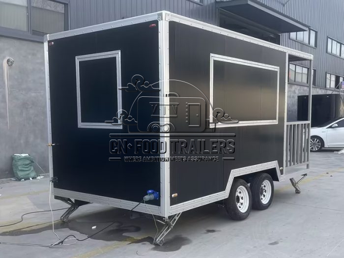 15FT Black Square Food Trailer with Fence for Street Food