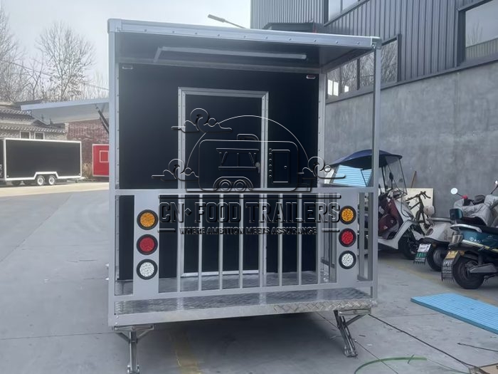 15FT Black Square Food Trailer with Fence for Street Food