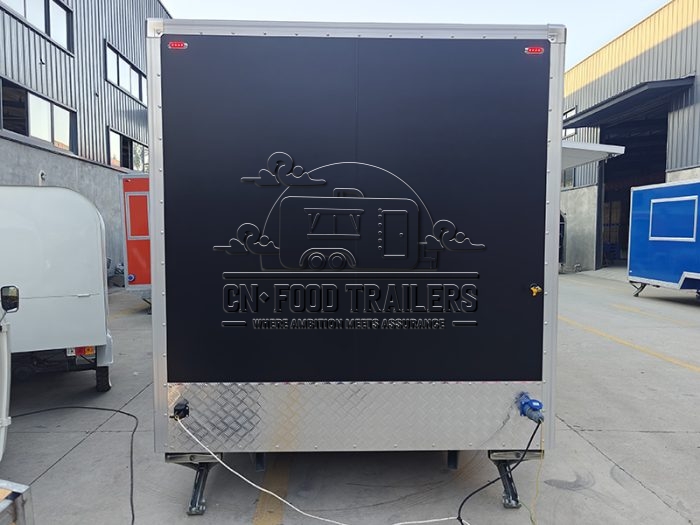 16.5FT Black Square Food Trailer with Fence for Music Festivals and Sporting Events