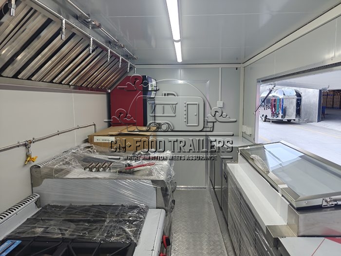 16.5FT Black Square Food Trailer with Fence for Music Festivals and Sporting Events