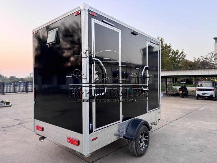 2 Station Black Toilet Trailer Luxury Portable Restroom Trailer