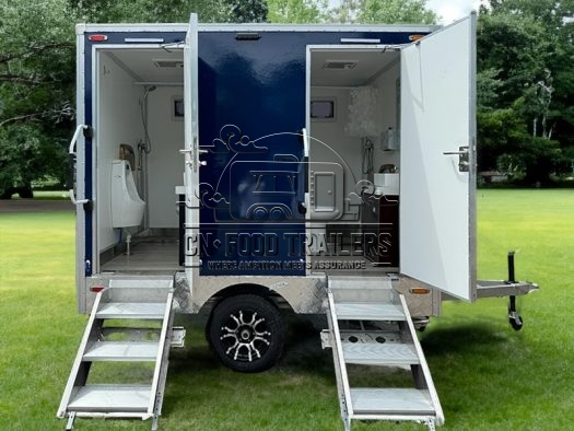 2 Station Blue Toilet Trailer Portable Mobile Restroom Trailer for Sale