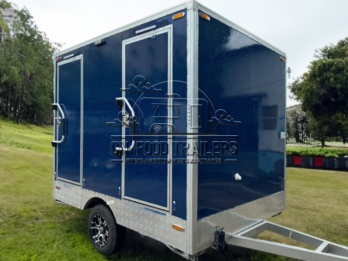 2 Station Blue Toilet Trailer Portable Mobile Restroom Trailer for Sale
