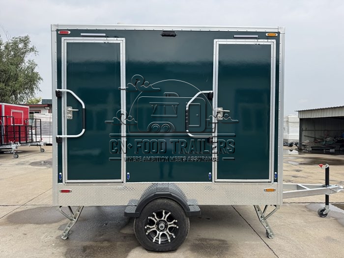 2 Station Dark Green Toilet Trailer Luxury Portable Restroom Trailer