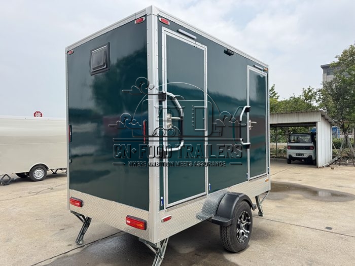 2 Station Dark Green Toilet Trailer Luxury Portable Restroom Trailer