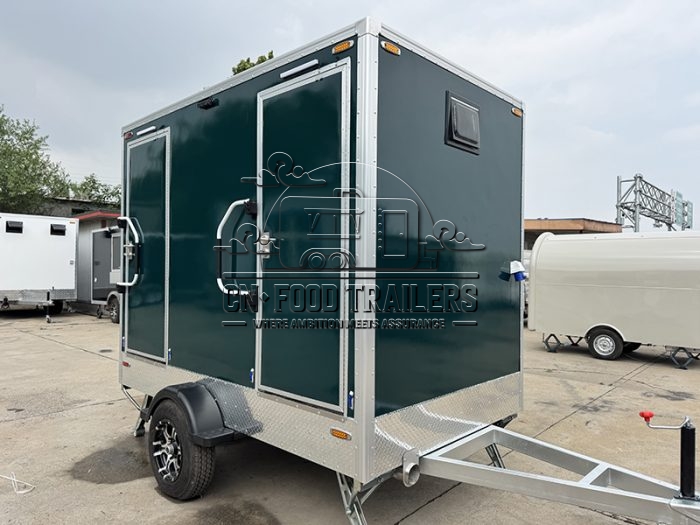 2 Station Dark Green Toilet Trailer Luxury Portable Restroom Trailer