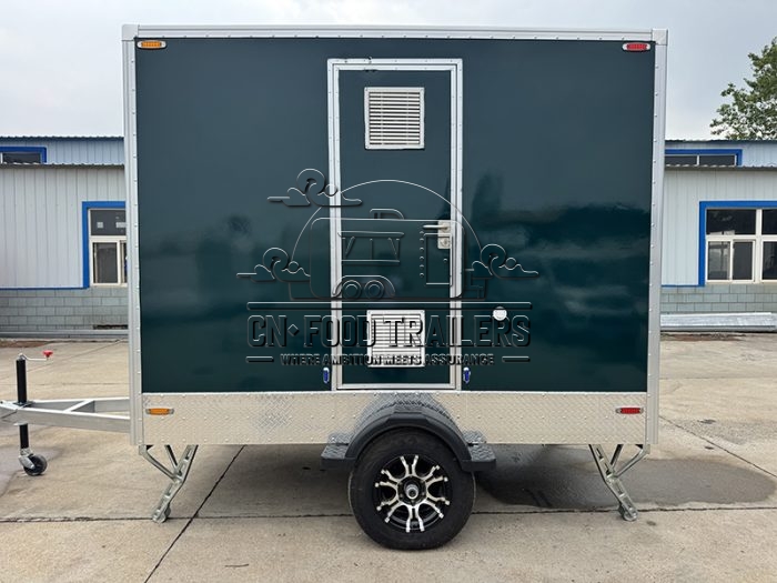 2 Station Dark Green Toilet Trailer Luxury Portable Restroom Trailer