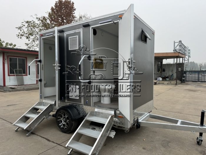 2 Station Toilet Trailer Portable Restroom Trailer for Camping for Sale