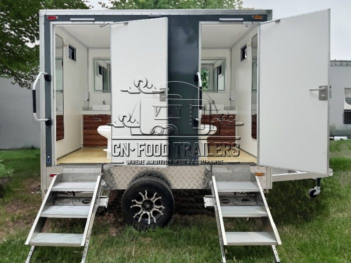 2 Toilet Trailer Portable Restroom Trailer Mobile Bathroom Trailer for Adults