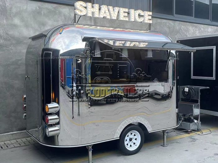 8.5FT Mirror Airstream Food Trailer for Shave Ice