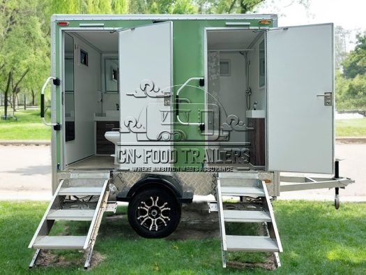 Light Green Luxury Toilet Trailer for Business Restroom Trailer for Events & Outdoor Use