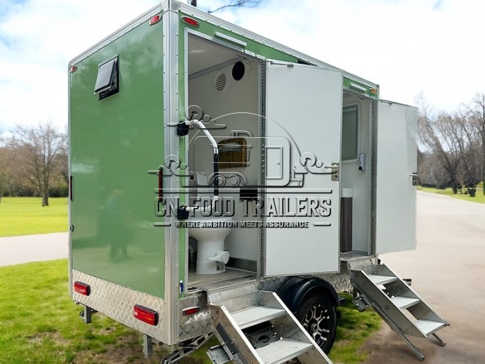 Light Green Luxury Toilet Trailer for Business Restroom Trailer for Events & Outdoor Use