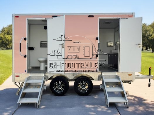2 Station Pink Portable Toilet Trailer Luxury Restroom Trailer for Sale