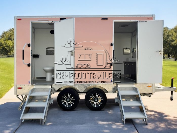 2 Station Pink Portable Toilet Trailer Luxury Restroom Trailer for Sale