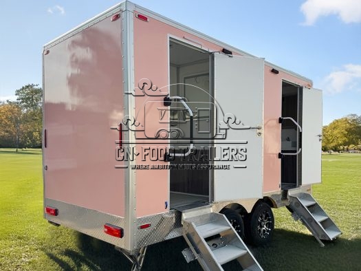 2 Station Pink Portable Toilet Trailer Luxury Restroom Trailer for Sale