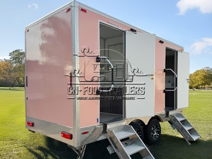 2 Station Pink Portable Toilet Trailer Luxury Restroom Trailer for Sale