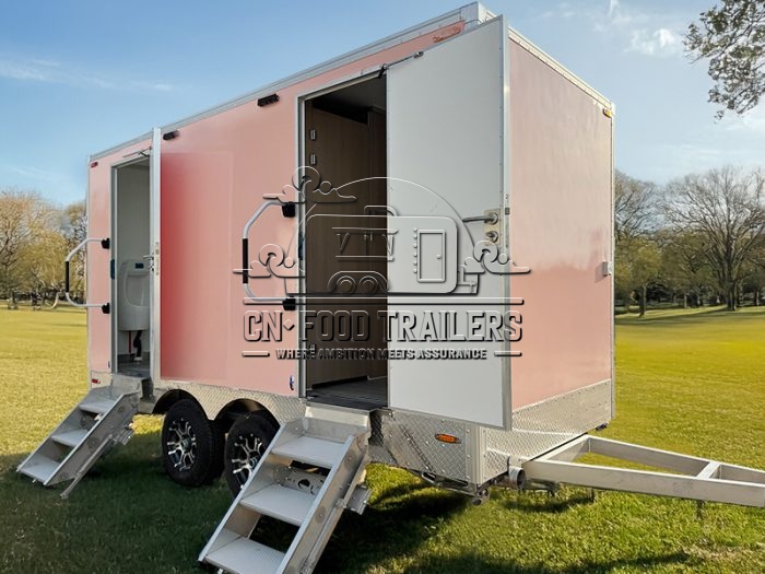 2 Station Pink Portable Toilet Trailer Luxury Restroom Trailer for Sale