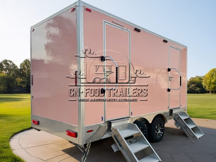 2 Station Pink Portable Toilet Trailer Luxury Restroom Trailer for Sale