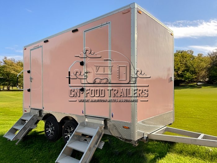 2 Station Pink Portable Toilet Trailer Luxury Restroom Trailer for Sale