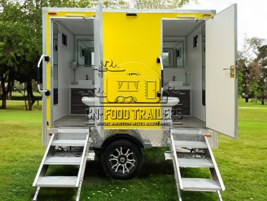 2 Station Yellow Toilet Trailer Portable Restroom Trailer for Sale